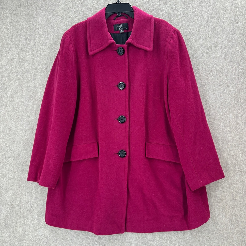 Collection by Gallery Woman Magenta Pink Wool Blend Coat Plus Size 2X‎